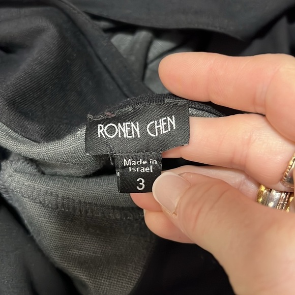 Ronan Chen Black Gray Lagen Look Open Front Cardigan Size 3(M) - Picture 7 of 10